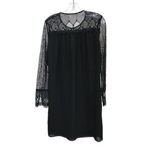 Reiss Sheath Dress Size 2 Black Long Lace Sleeve Round Neck